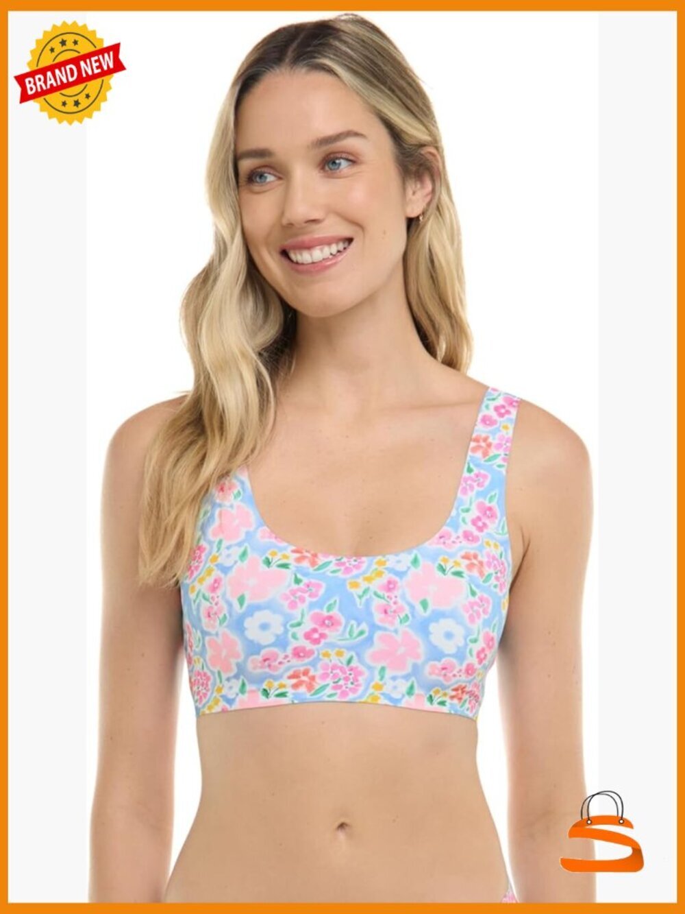 Reversible Sweetheart Crop Top, Nylon Blend, Small, Bikini Top - Picture 1 of 3